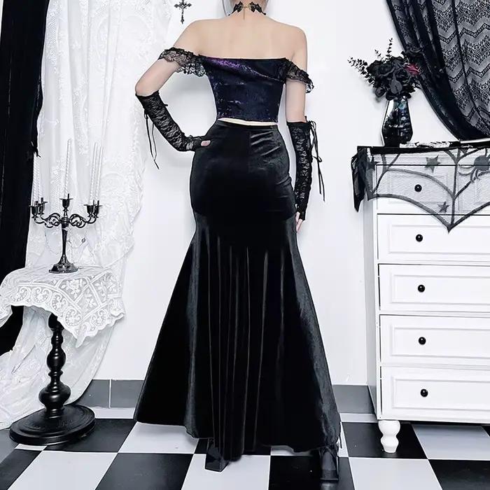 Mall Goth Velvet Fishtail Jupe pour femme