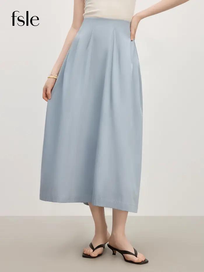 FSLE 2025 Jupe mi-longue à fleurs aérées pour femme d'été – Taille haute