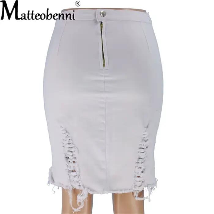 Nouvelle jupe en jean déchirée sexy pour femme