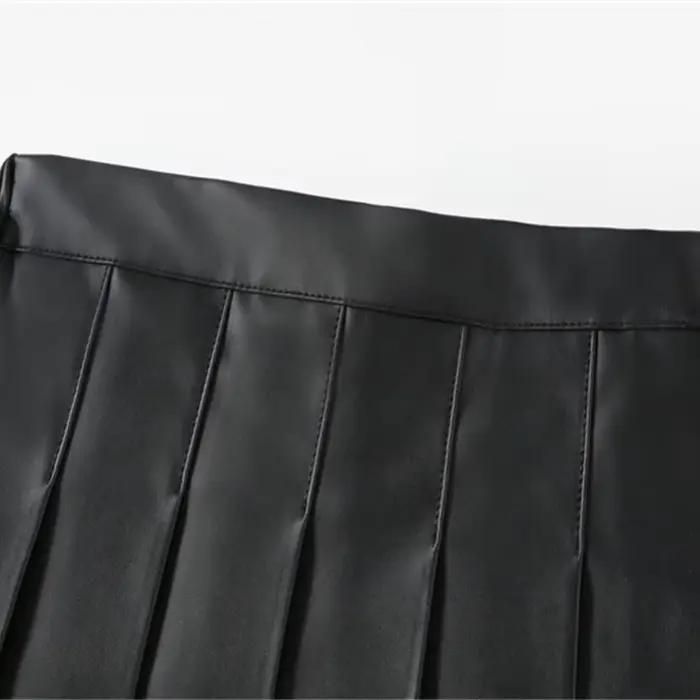 Jupe plissée en cuir PU pour filles