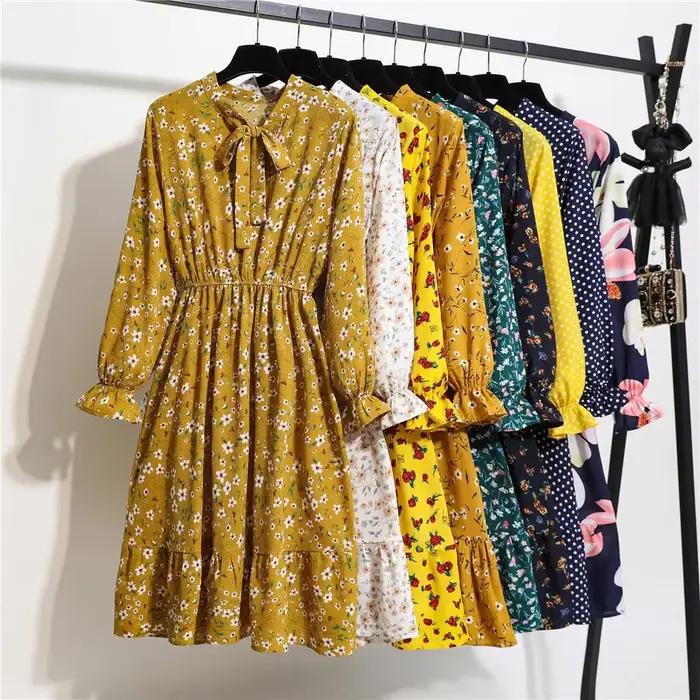 Robes mi-longues à manches longues pour femmes