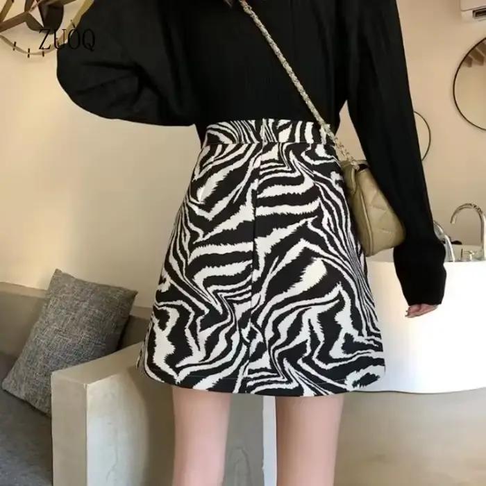 Nouvelle jupe mini pour femme imprimé zèbre 2026
