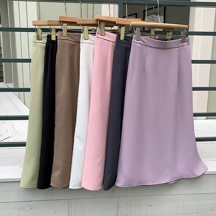 Jupe midi taille haute évasée pour femmes grandes tailles