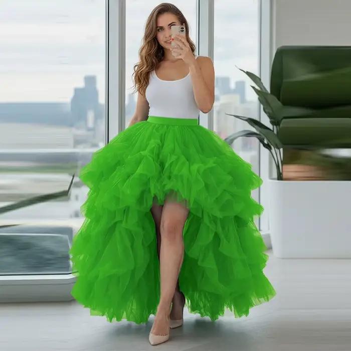 Jupe longue en tulle vert éclatant