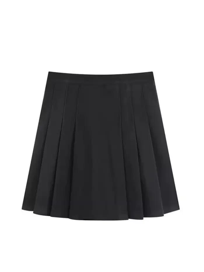 Jupe mini plissée noire élégante en polyester