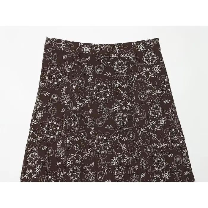 Jupe midi pour femme à broderie florale