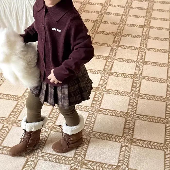 Jupe plissée à carreaux en laine pour filles, nouvelle jupe polyvalente pour filles, Style Preppy, printemps-automne 2025