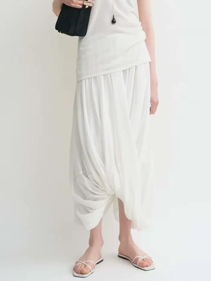 Jupe longue irrégulière pour femmes, motif torsadé, superposée, semi-transparente, blanche ou noire, légère, pour dames