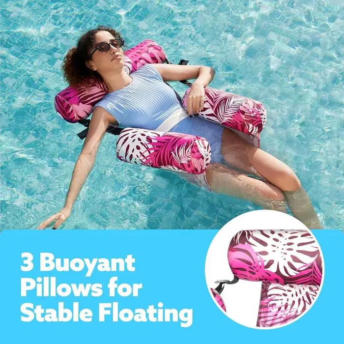 Fauteuil hamac gonflable pour piscine, lit flottant, chaise longue pliable pour piscine, flotteurs de piscine robustes pour adultes