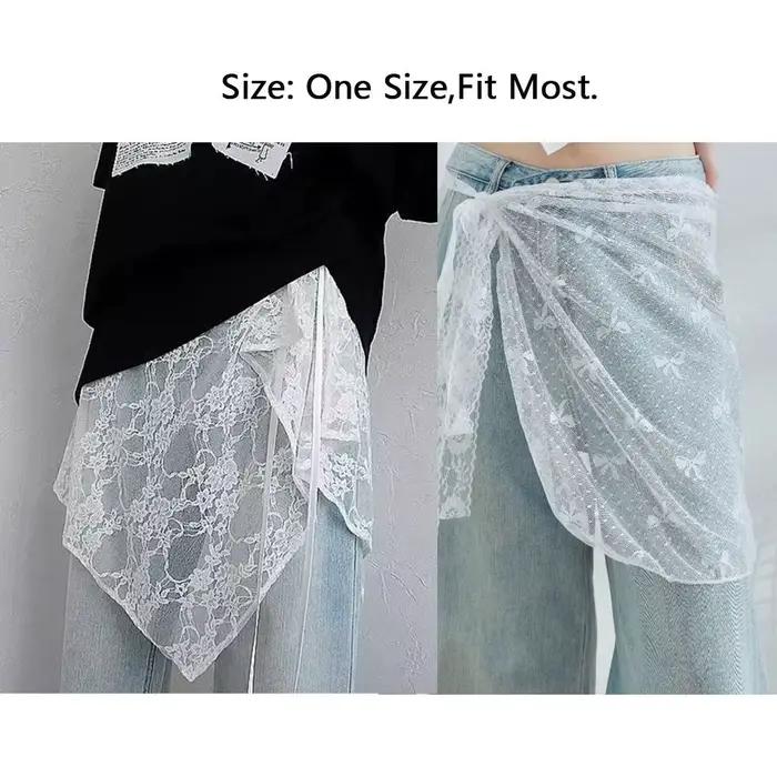 Jupe superposée en dentelle au Design Floral, légère et confortable, jupes portefeuille, Style Streetwear, taille à nouer