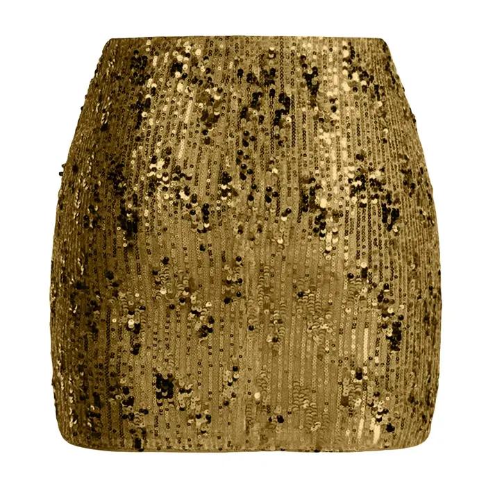 Mini-jupe moulante sexy et brillante pour femme