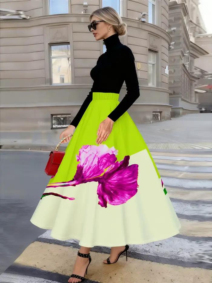 Jupe midi à imprimé floral pour femme
