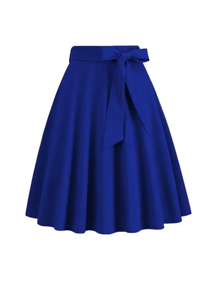 Jupe trapèze taille haute pour femme, jupe longue mi-longue rétro vintage, monochromatique, élégante, années 50