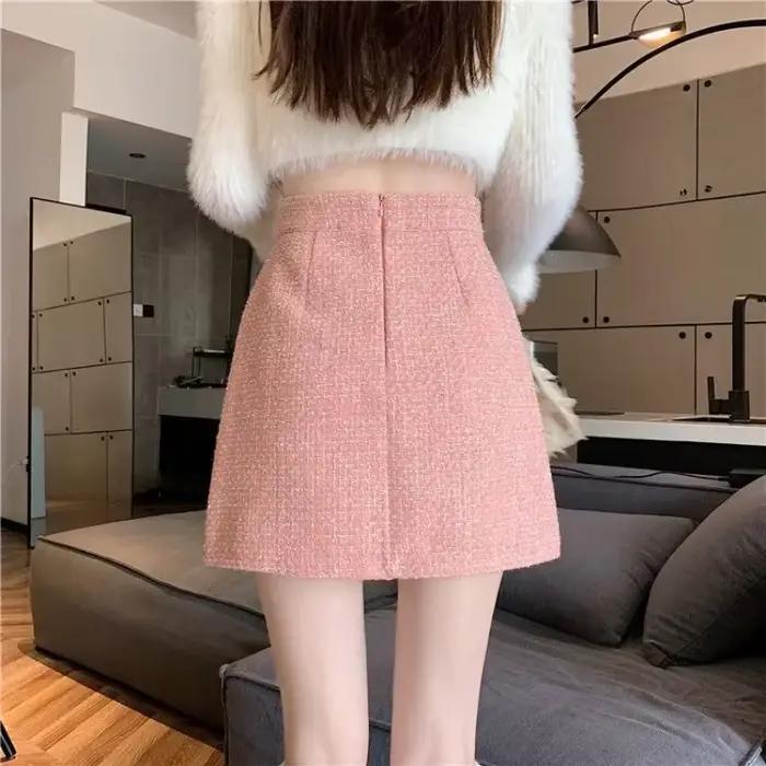Mini jupes en laine taille haute pour femmes