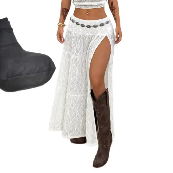 Jupe longue fendue texturée style plage nouvelle collection été pour femme