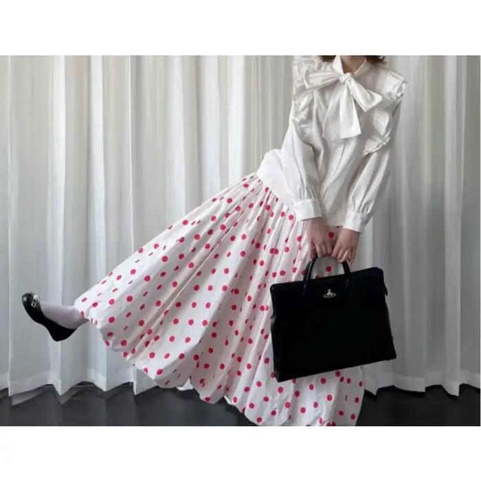 Jupe japonaise à pois, jupe longue d'été ample pour femmes