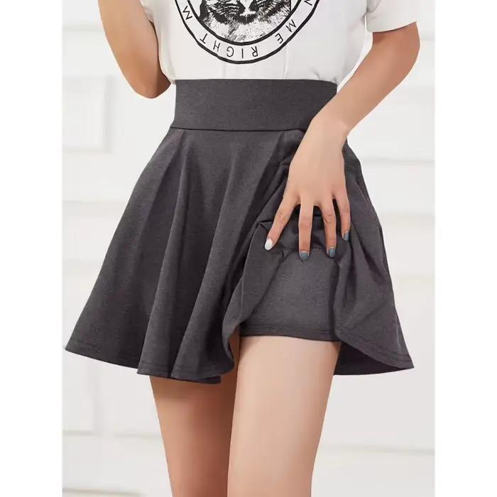 Women's Half Body Skirt Sweet Style Slim Knit Solid Colour A-line