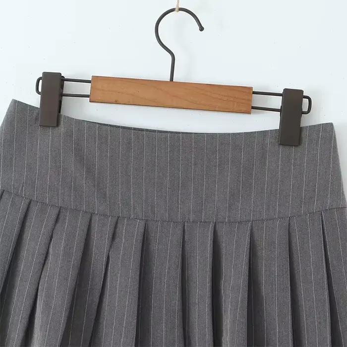 Mini Jupe Plissée à Rayures pour Femme
