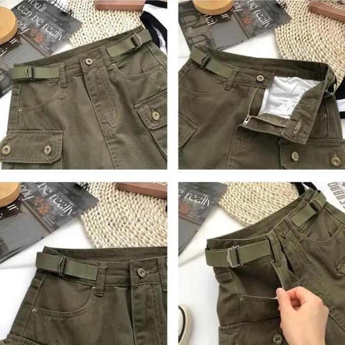 Vintage Denim Cargo jupes femmes Chic haute rue 4 couleurs tout-match été Hotsweet Ins poches Mini a-ligne Faldas Sexy collège