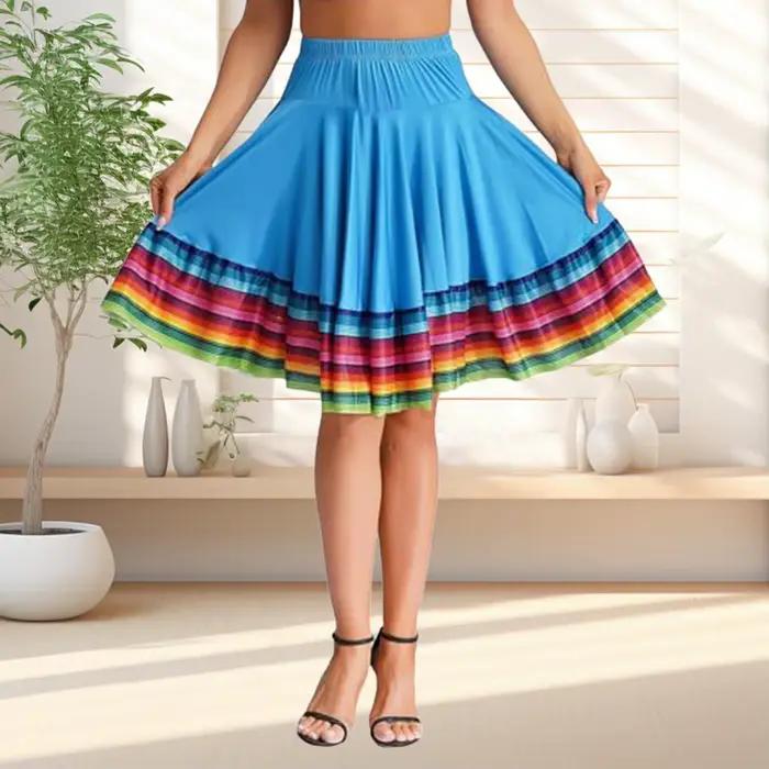 Jupe de danse mexicaine flamenco arc-en-ciel pour femmes