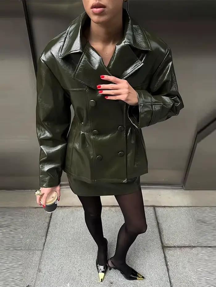 Ensemble jupe en cuir PU pour femmes