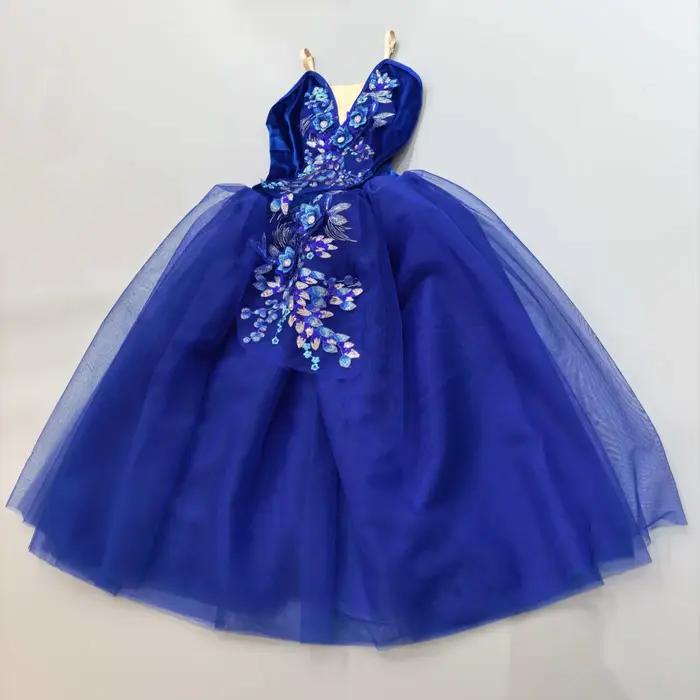 Robe longue bleue de ballerine pour adultes