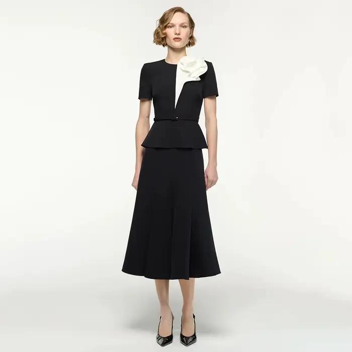 Robe de soirée personnalisée pour invitées de mariage, 2 pièces, manches courtes, robes modernes pour la mère de la mariée, robes de cocktail sirène mi-longues pour femmes