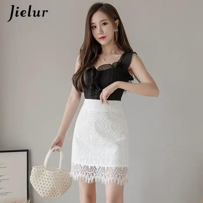 Jielur-Mini jupe en dentelle