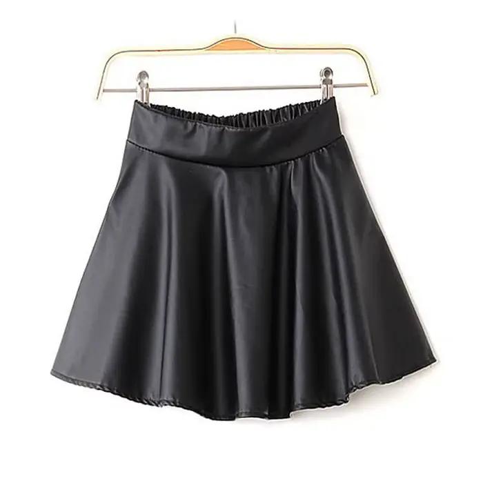 Mini jupe plissée taille haute en similicuir PU pour femmes, jupe slim sexy, jupes de fête