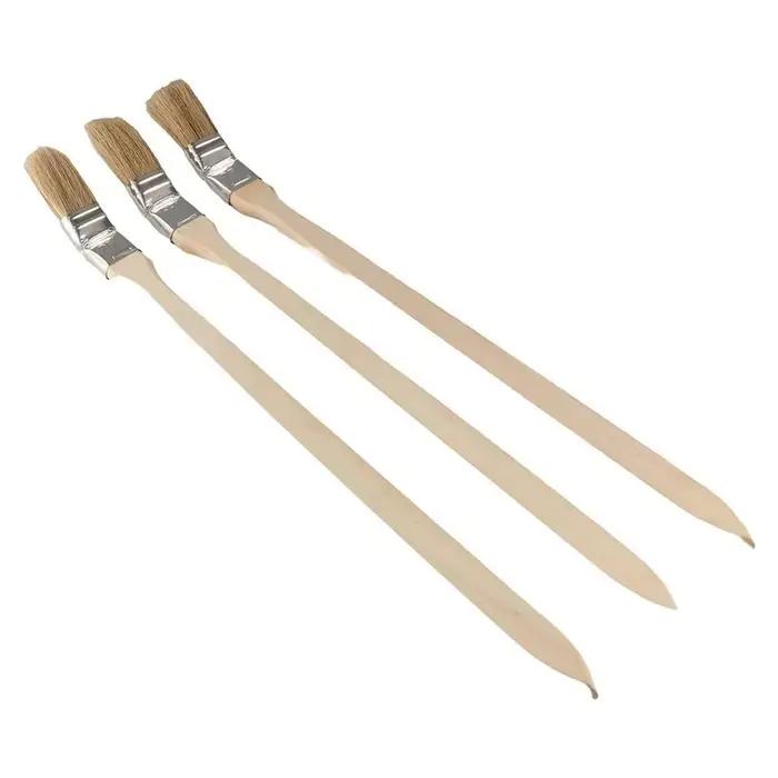 Nouvelle brosse à peinture marine à long manche, manche en bois massif, forme coudée, brosse à peinture murale, poils de porc mélangés, brosse pour barbecue, arts et artisanat