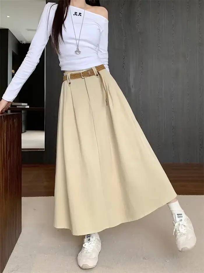 Jupe trapèze taille haute pour femme