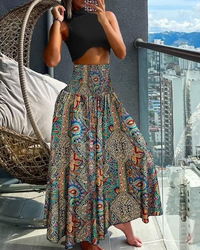 Jupe longue en coton pour femmes