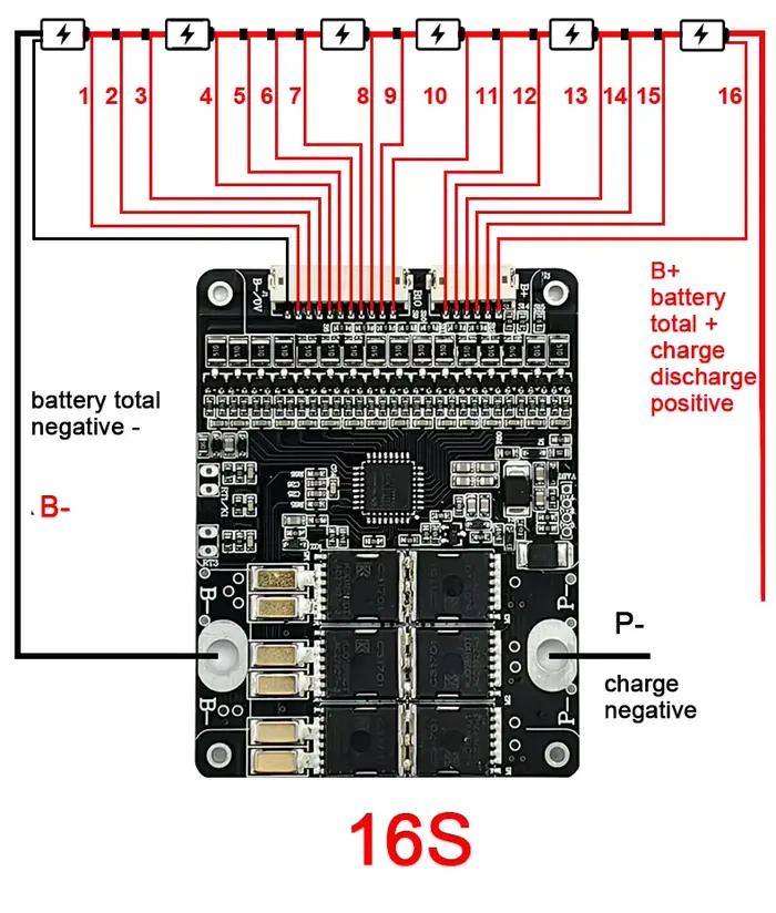 Carte de protection de batterie au lithium, Balance BMS, 30A, 40A, 50A, 80A, 12S, 13S, 14S, 16S, 17S, 36V, 48V, 60V, Lifepo4, Eddie Ion, 3.7V, 3.2V Energy