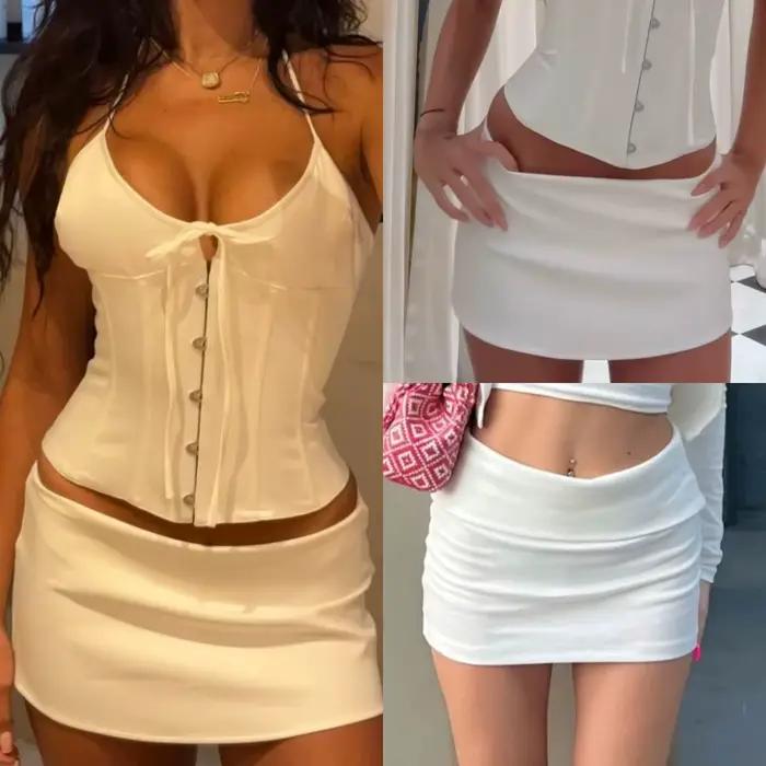 Jupe-short Guz White taille basse avec short de sécurité intégré pour éviter l'exposition