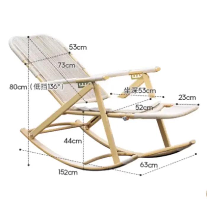 Chaise pliante à bascule en rotin, repose-pieds en bois, Chaise longue de jardin pliante, inclinable, Patio, meubles portables