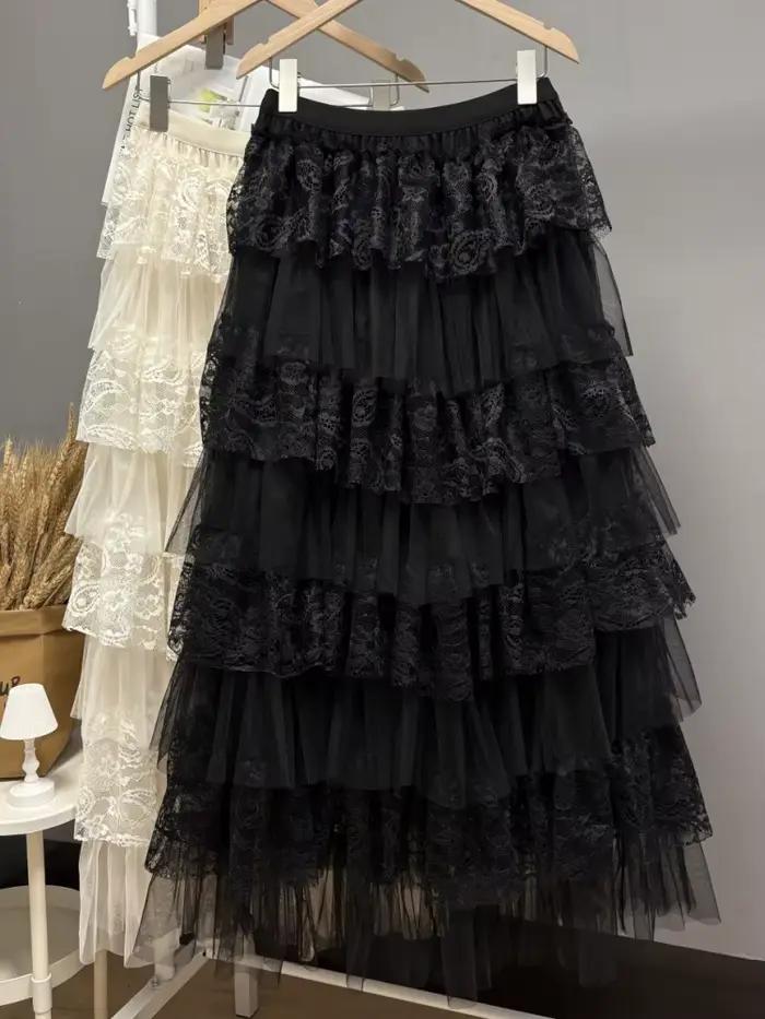 Maxi jupe longue femmes Crochet dentelle