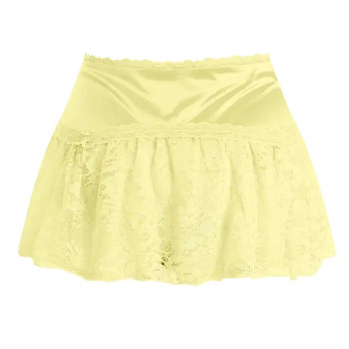 Jupe Plissée en Satin et Dentelle pour Femme