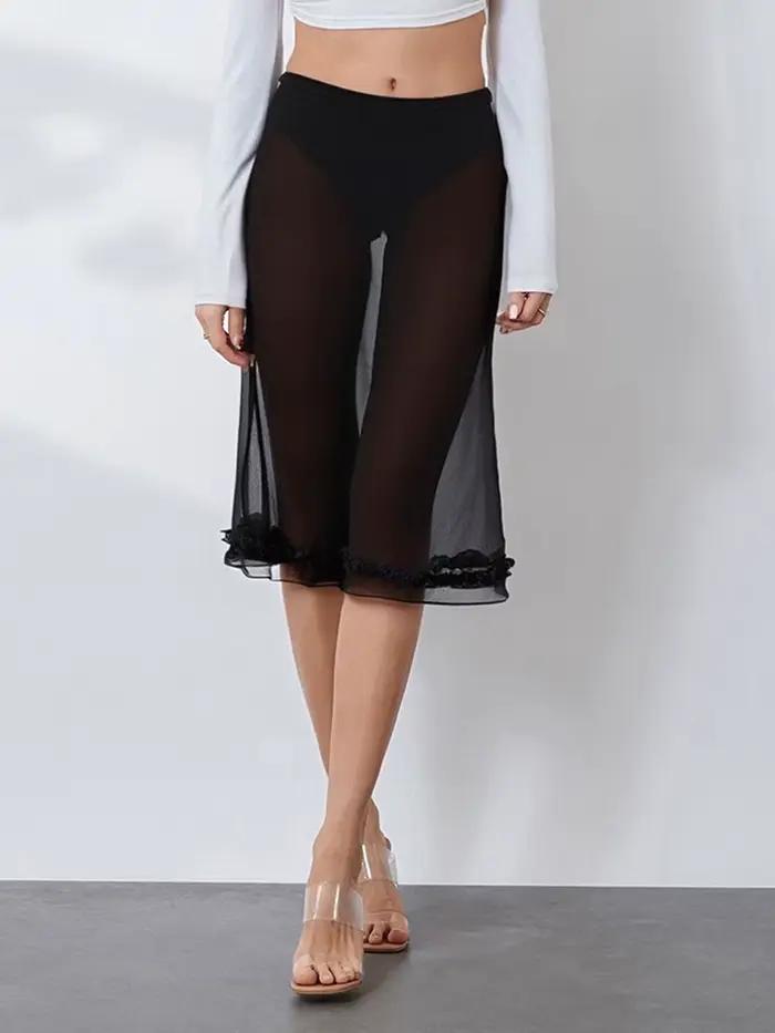 Jupe mi-longue transparente pour femme