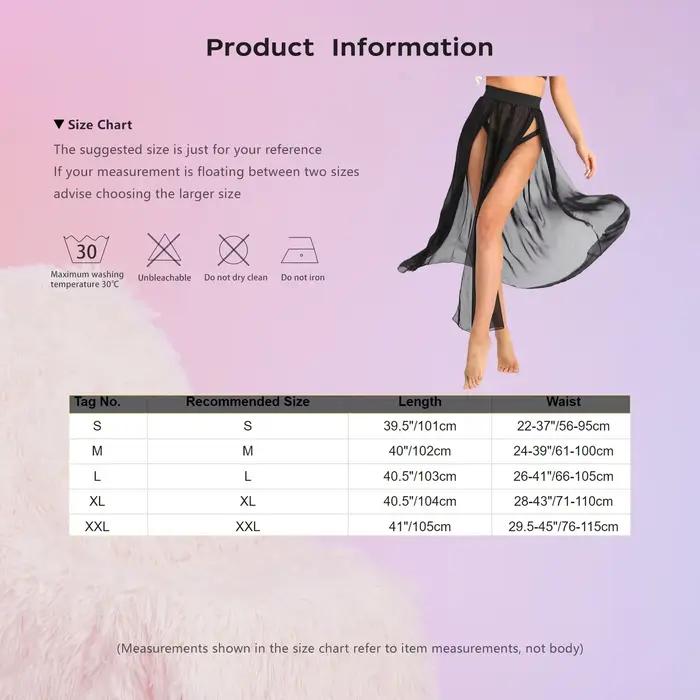 Femmes sexy pure voir à travers les jupes maxi en mousseline de soie haute fente fluide jupe longue transparente bikini couvrir bas piscine fête club