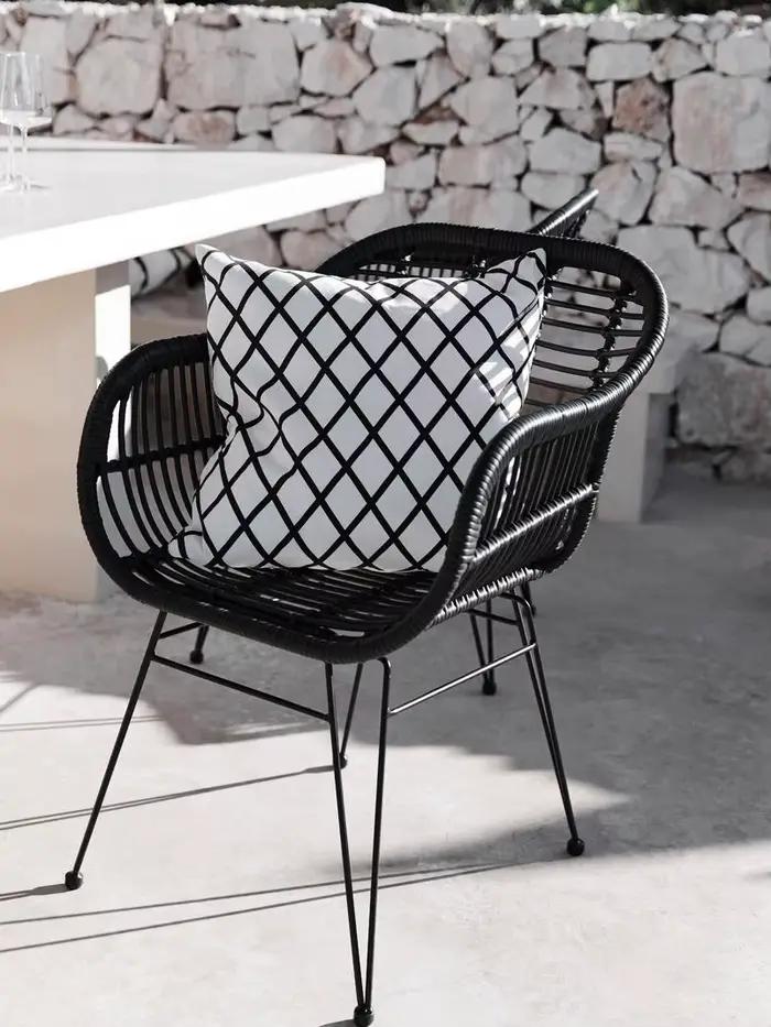 Chaise d'appoint en rotin, chaise de salle à manger avec coussin, fauteuil Antique français en rotin