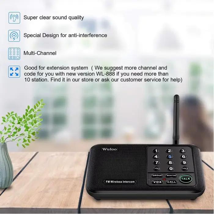 Système d'interphone sans fil longue portée Wuloo 1 Mile pour la maison, les bureaux et les entreprises, communication de pièce à pièce