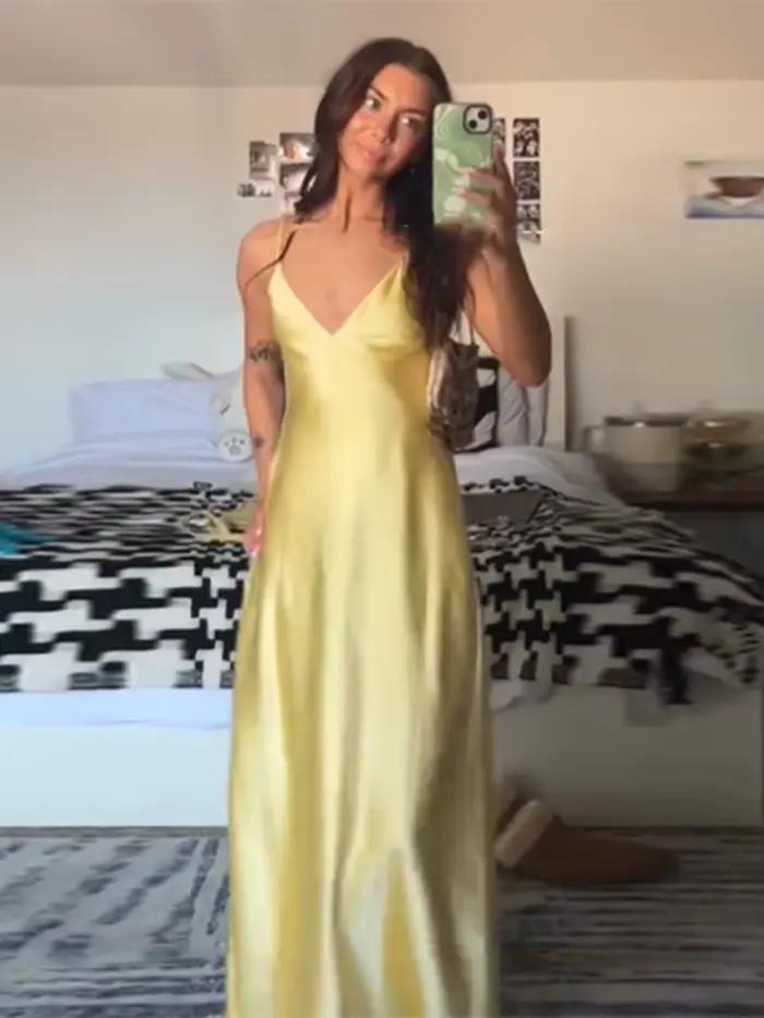 Robe Longue Plissée à Lacets pour Femme, Camisole, Coupe Cintrée, Élégante, Couleur Unie, Mode, Épissure, Chic, Vacances, Plage
