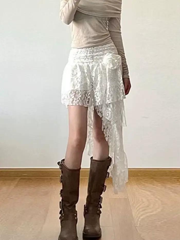 Zoki-Jupe en dentelle douce bohème pour femme
