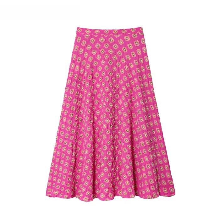 Jupe midi imprimée style doux et épicé
