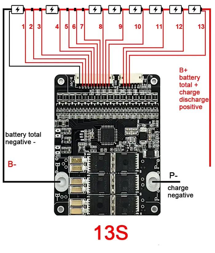 Carte de protection de batterie au lithium, Balance BMS, 30A, 40A, 50A, 80A, 12S, 13S, 14S, 16S, 17S, 36V, 48V, 60V, Lifepo4, Eddie Ion, 3.7V, 3.2V Energy