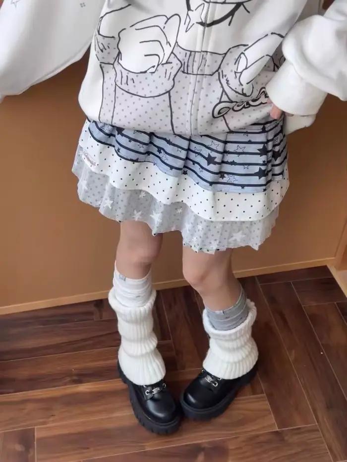 Jupes Harajuku à rayures et patchwork