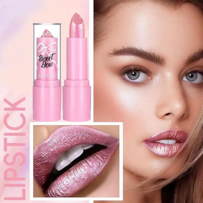 Rouge à lèvres scintillant rose velours, rouge à lèvres métallique brillant, teinte à lèvres nacrée, maquillage nacré imperméable et hydratant
