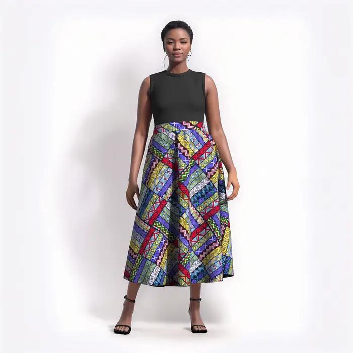 Femme longue Maxi jupe pour femmes africain Dashiki imprimé taille haute jupe dames casual traditionnel Ankara jupe WY820