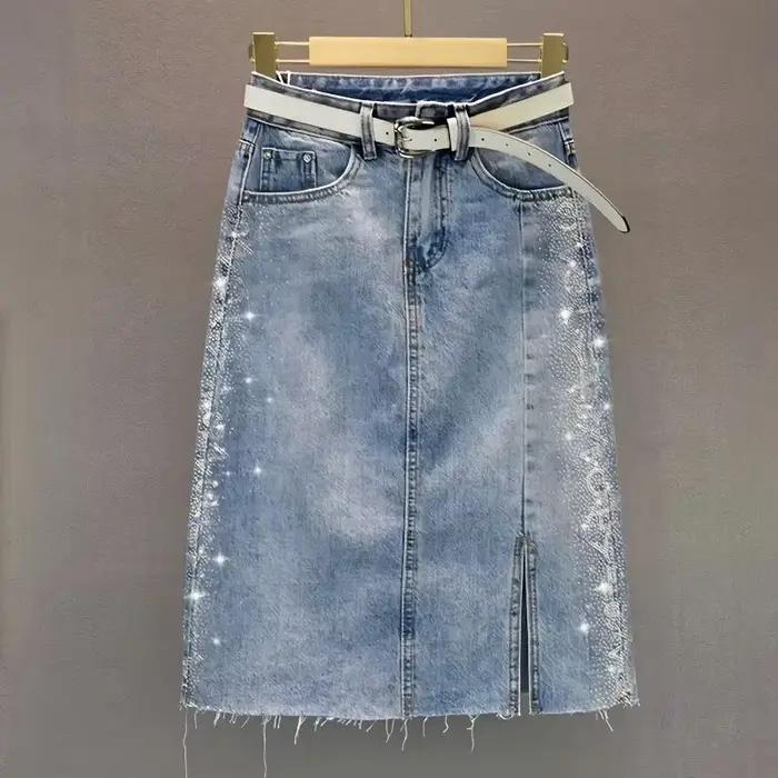 Femme jupe en jean taille haute jupes