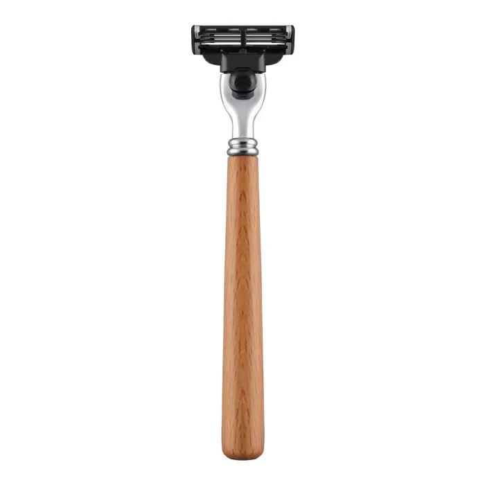 Poignées de rasoir manuelles à long manche en bois pour hommes pour lames de rasoir Mach 3, support de lame de rasoir remplaçable